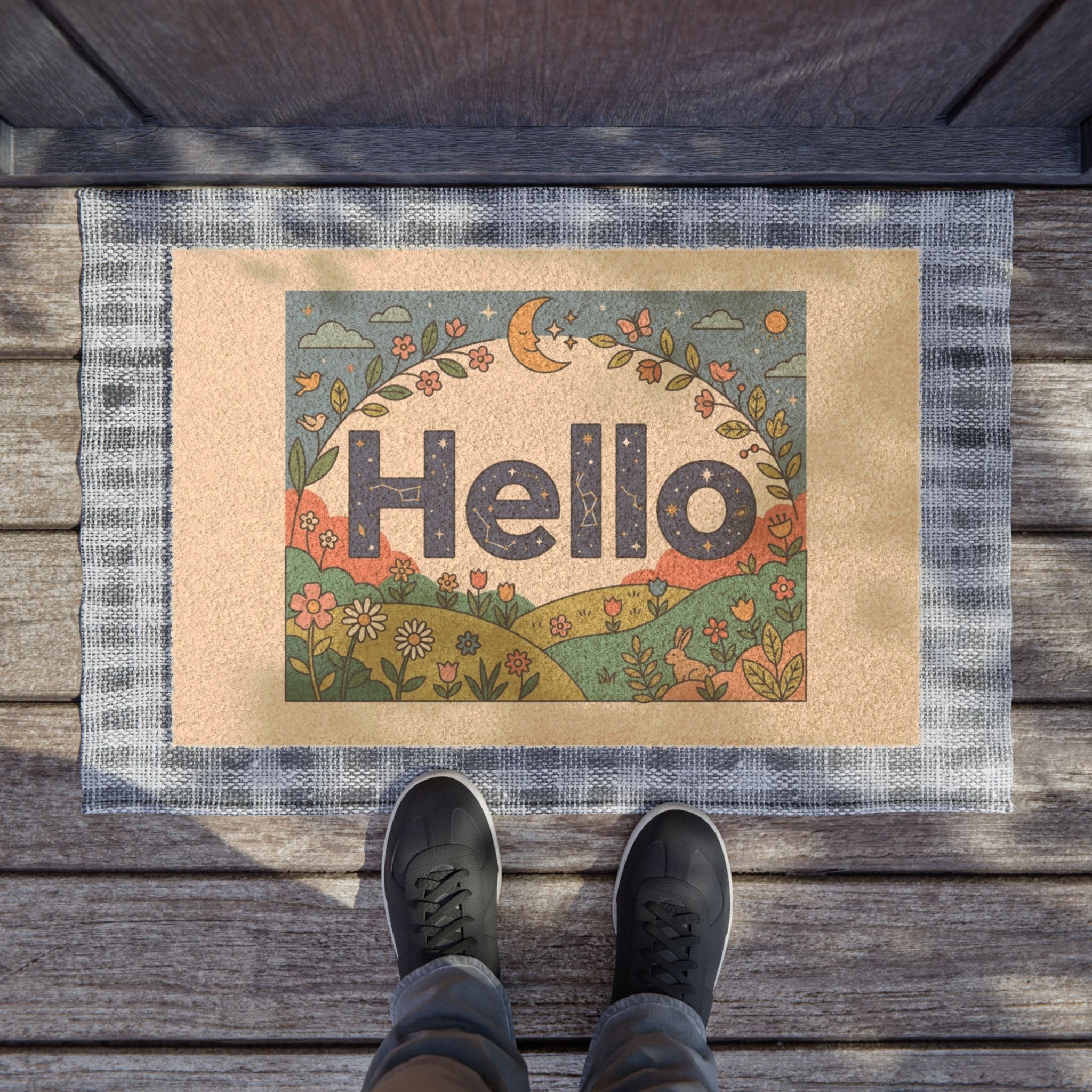 Cosmic Spring Garden Hello Welcome Art