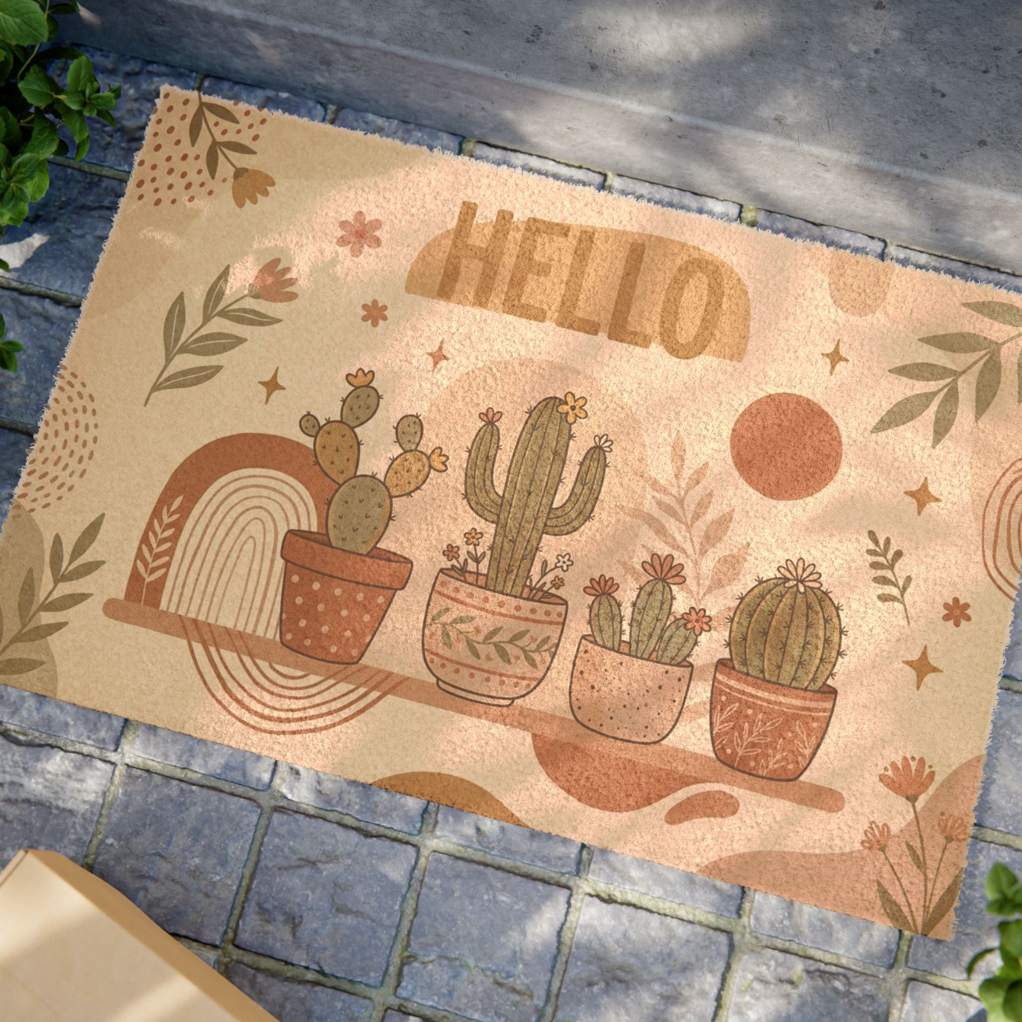 Cozy Boho Desert Blooms Welcome Doormat