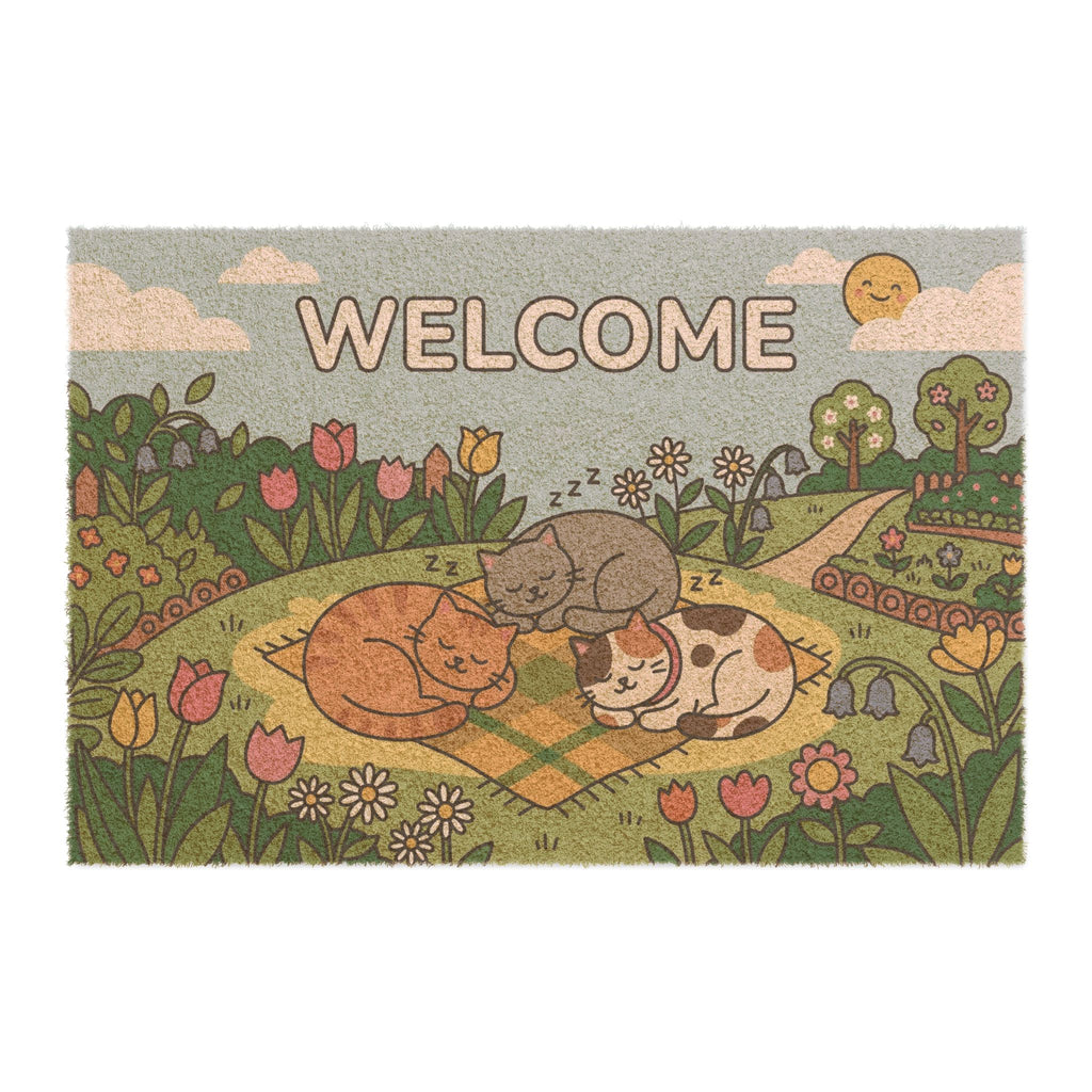 Cozy Garden Kitties Welcome Doormat