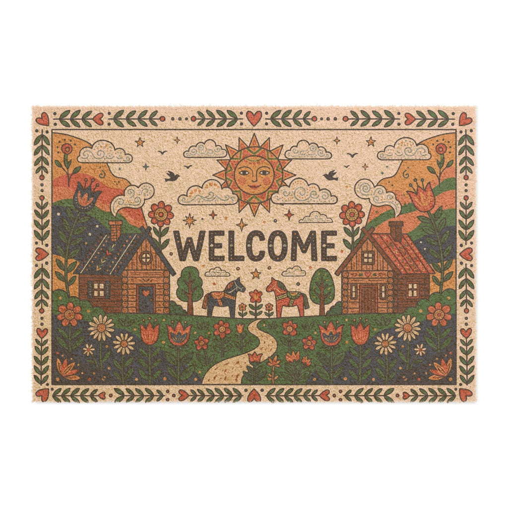 Nordic Summer Dala Horse Welcome Doormat