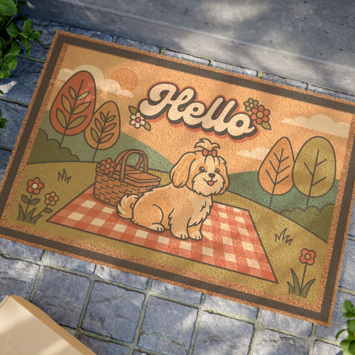 Tilly's Retro Picnic Shih Tzu Welcome Mat