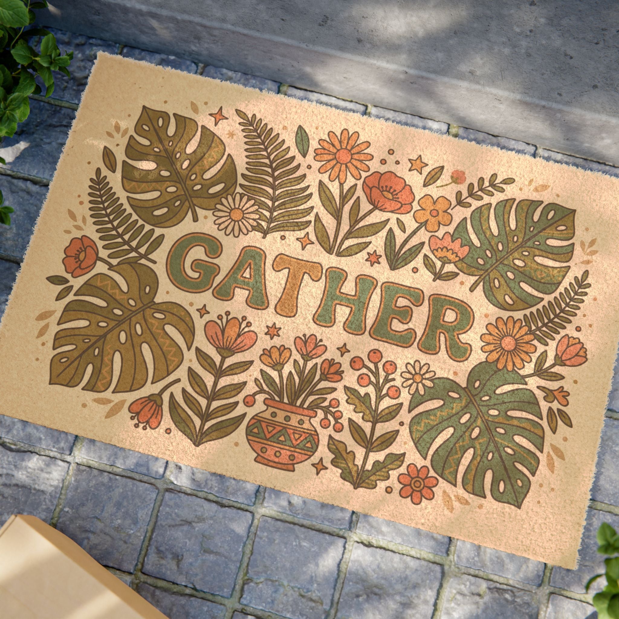 Retro Gather Wildflower & Monstera Doormat