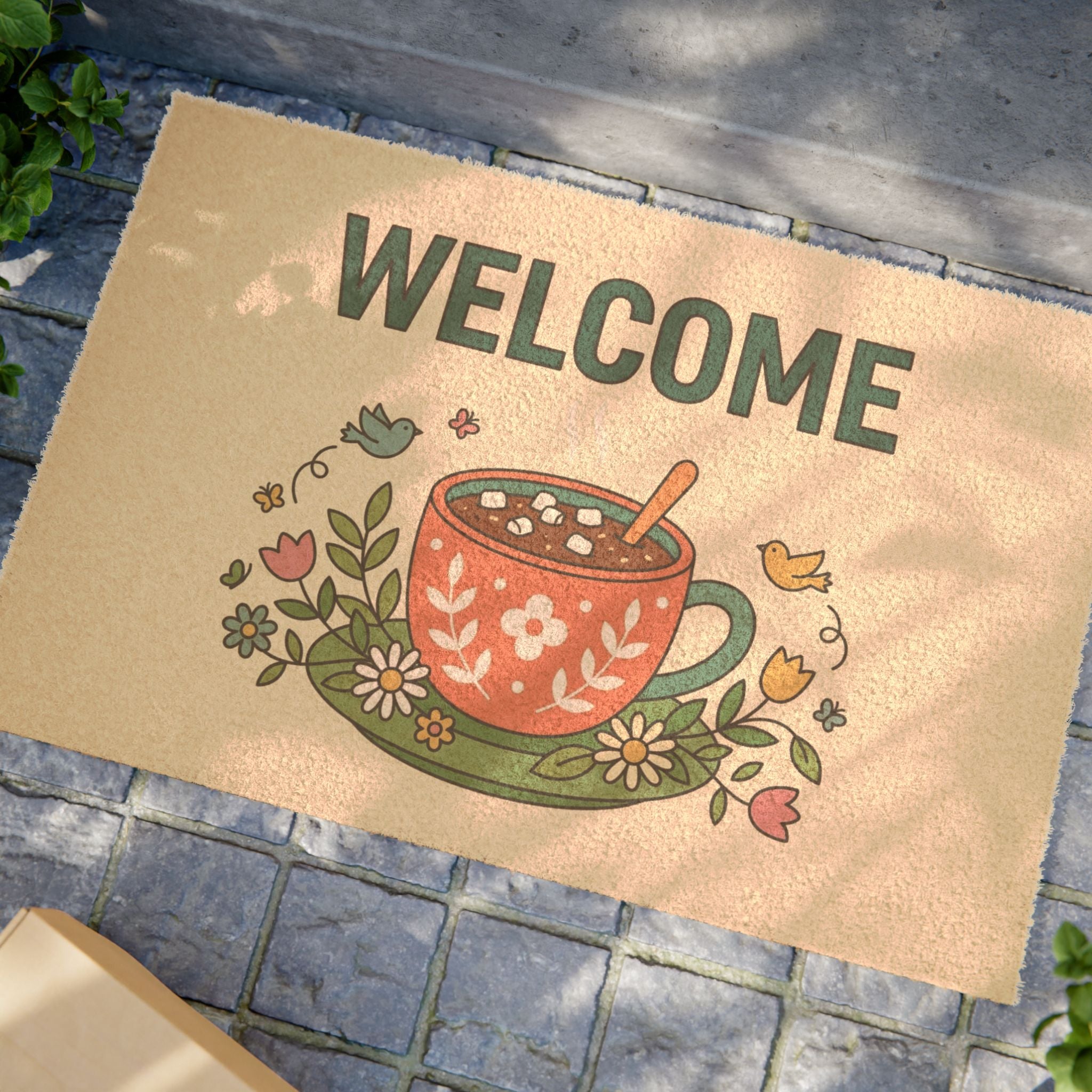 Cozy Cocoa Spring Welcome Doormat
