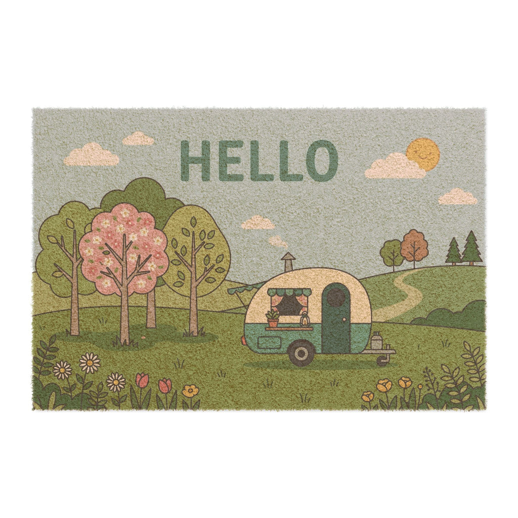 Hello Spring Vintage Camper Mat