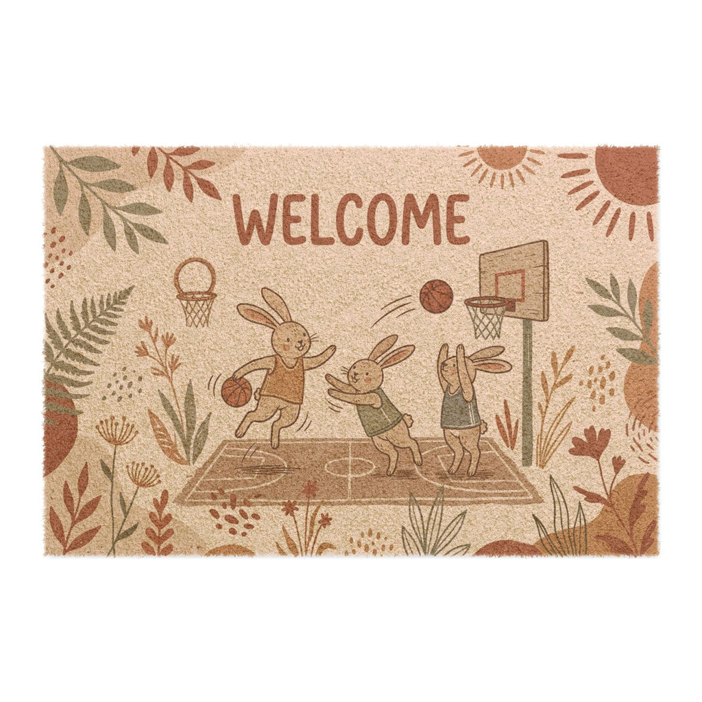Boho Basketball Bunnies Summer Welcome Mat