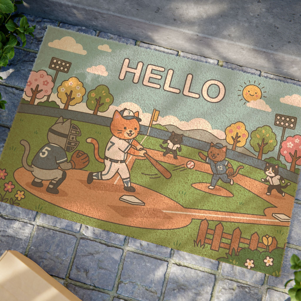 Batter Up Cats Welcome Doormat