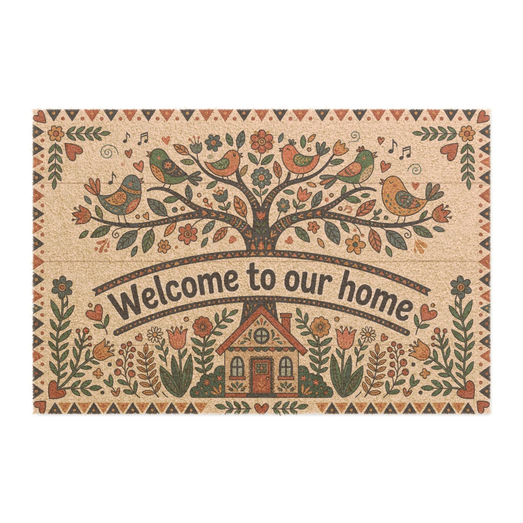 Scandi Folk Art Sweet Songbirds Welcome Doormat