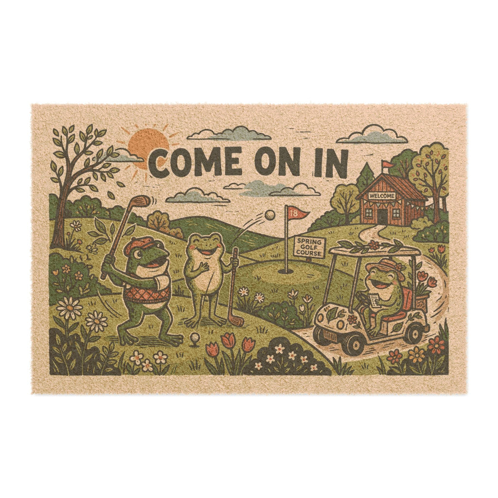 Retro Froggy Golf Club Welcome Mat