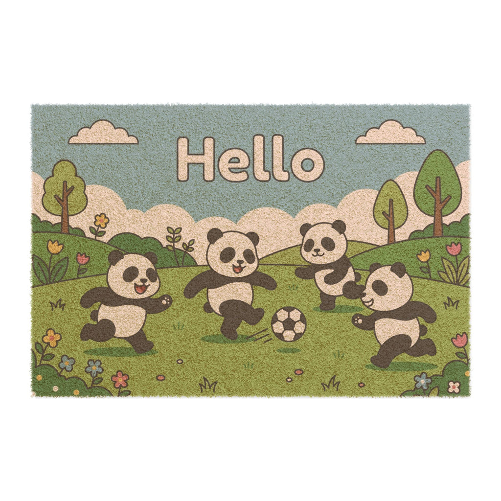 Playful Pandas Soccer Spring Doormat
