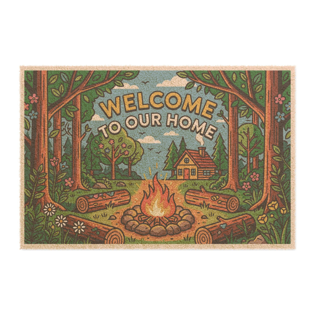Retro Woodland Campfire Welcome Doormat