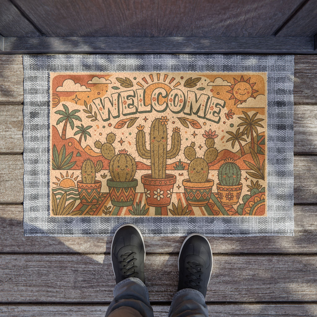 Groovy Retro Desert Cacti Welcome Mat