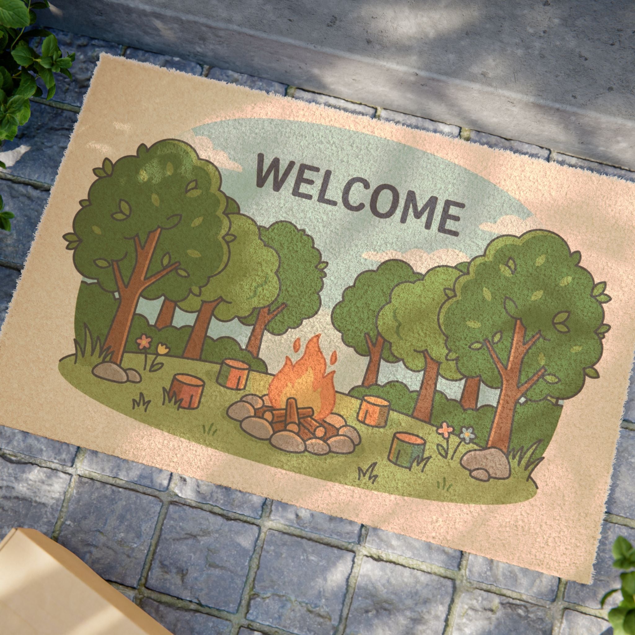 Woodland Campfire Welcome Mat