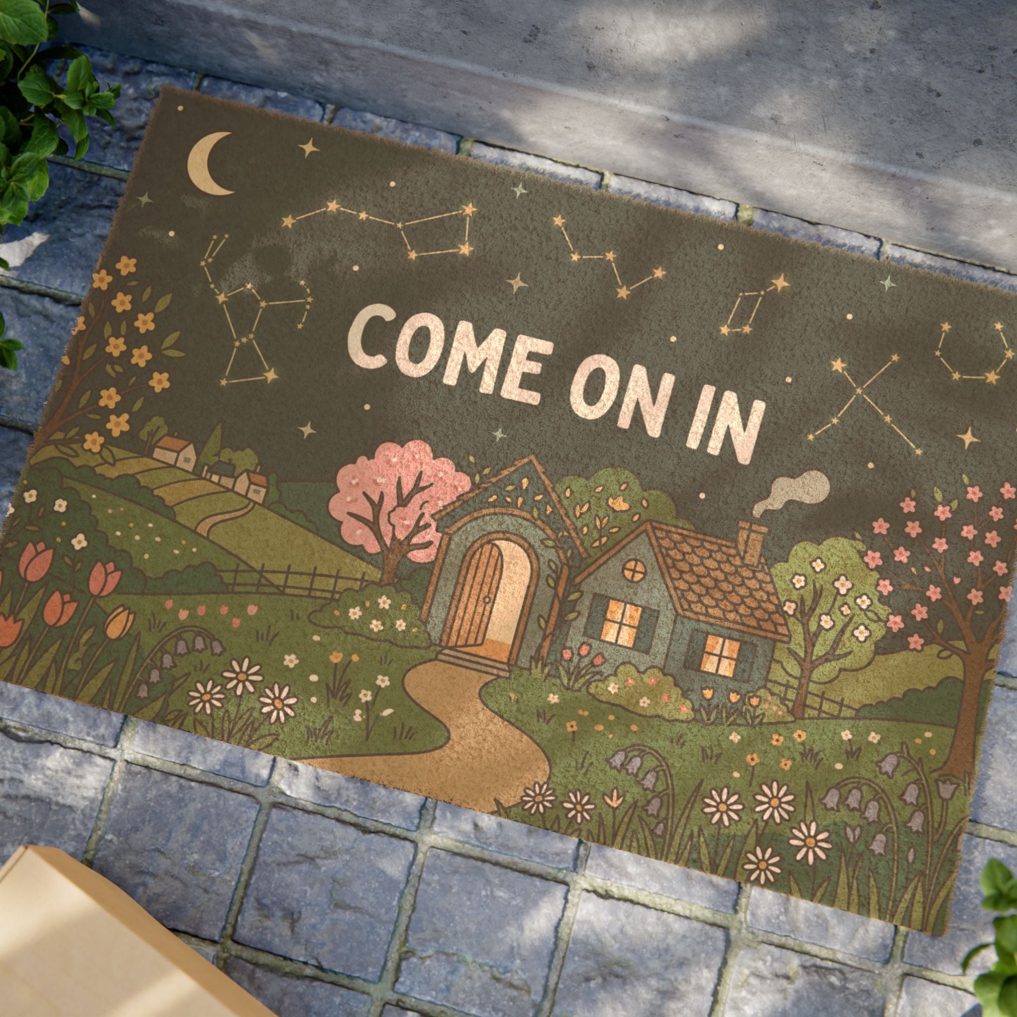 Starlit Spring Cottage Welcome Doormat