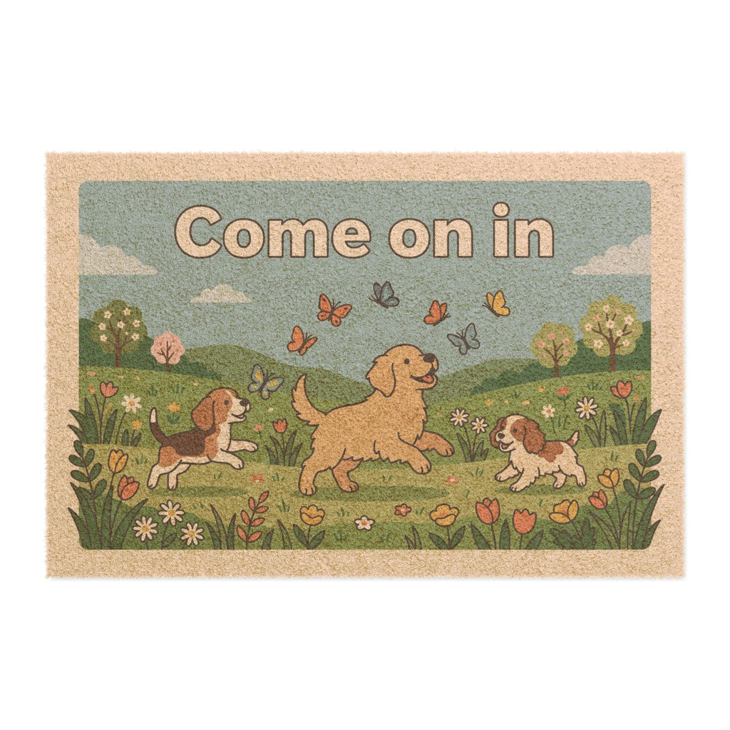 Playful Puppies Spring Welcome Doormat