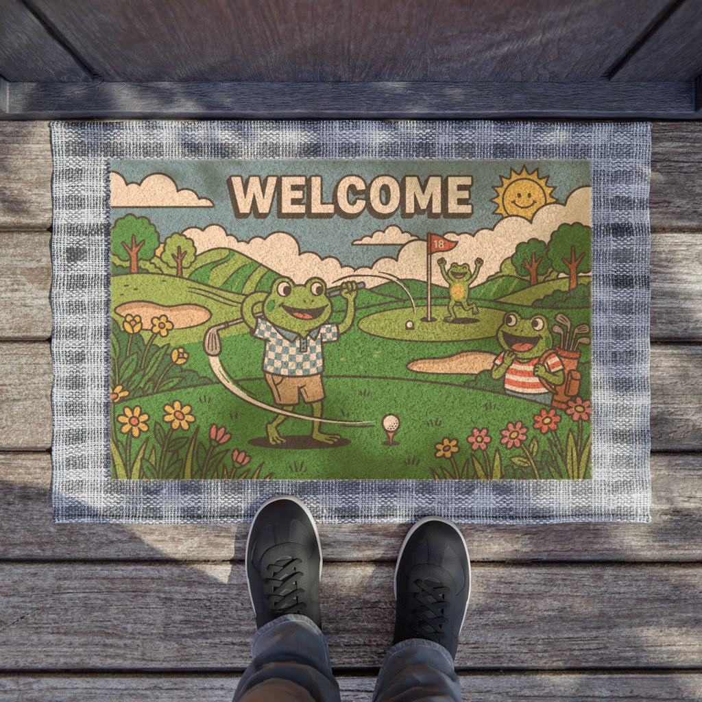 Retro Froggy Fairway Welcome Doormat