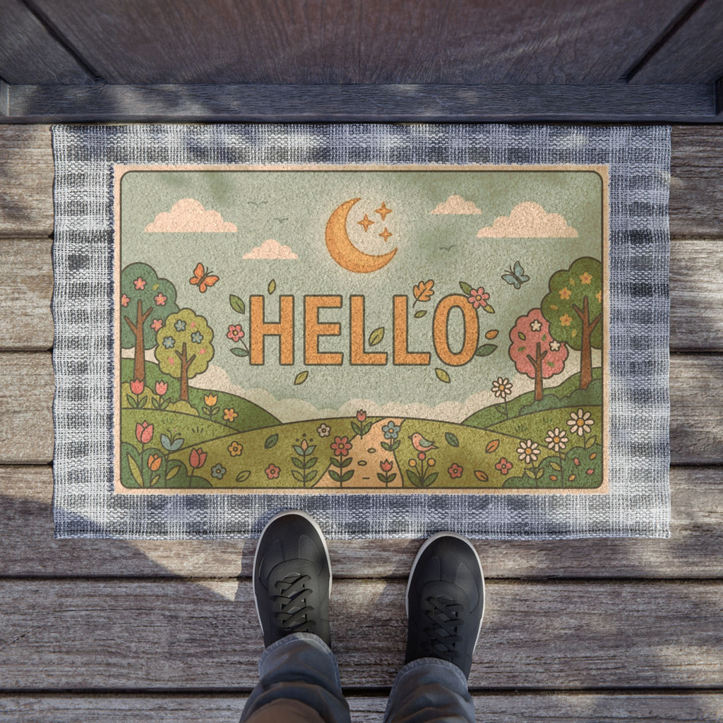 Whimsical Moonlit Spring Welcome Mat
