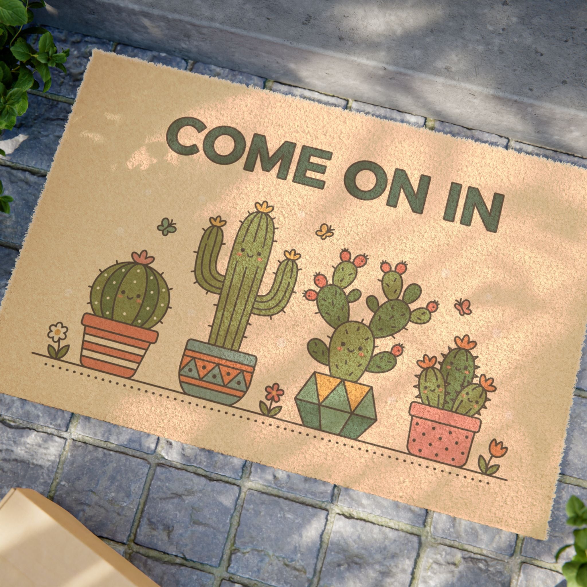 Smiling Cactus 'Come On In' Welcome Mat
