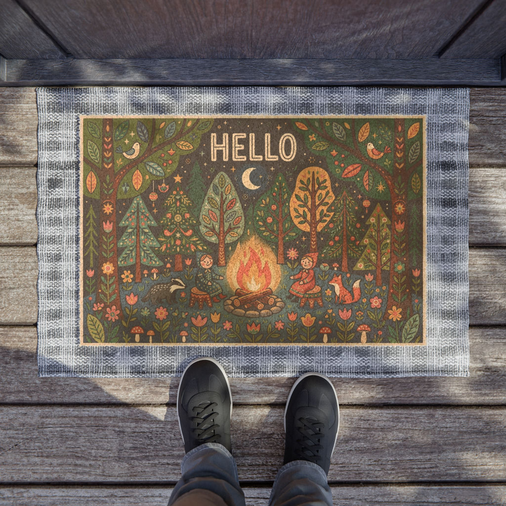 Cozy Nordic Forest Campfire Welcome Print