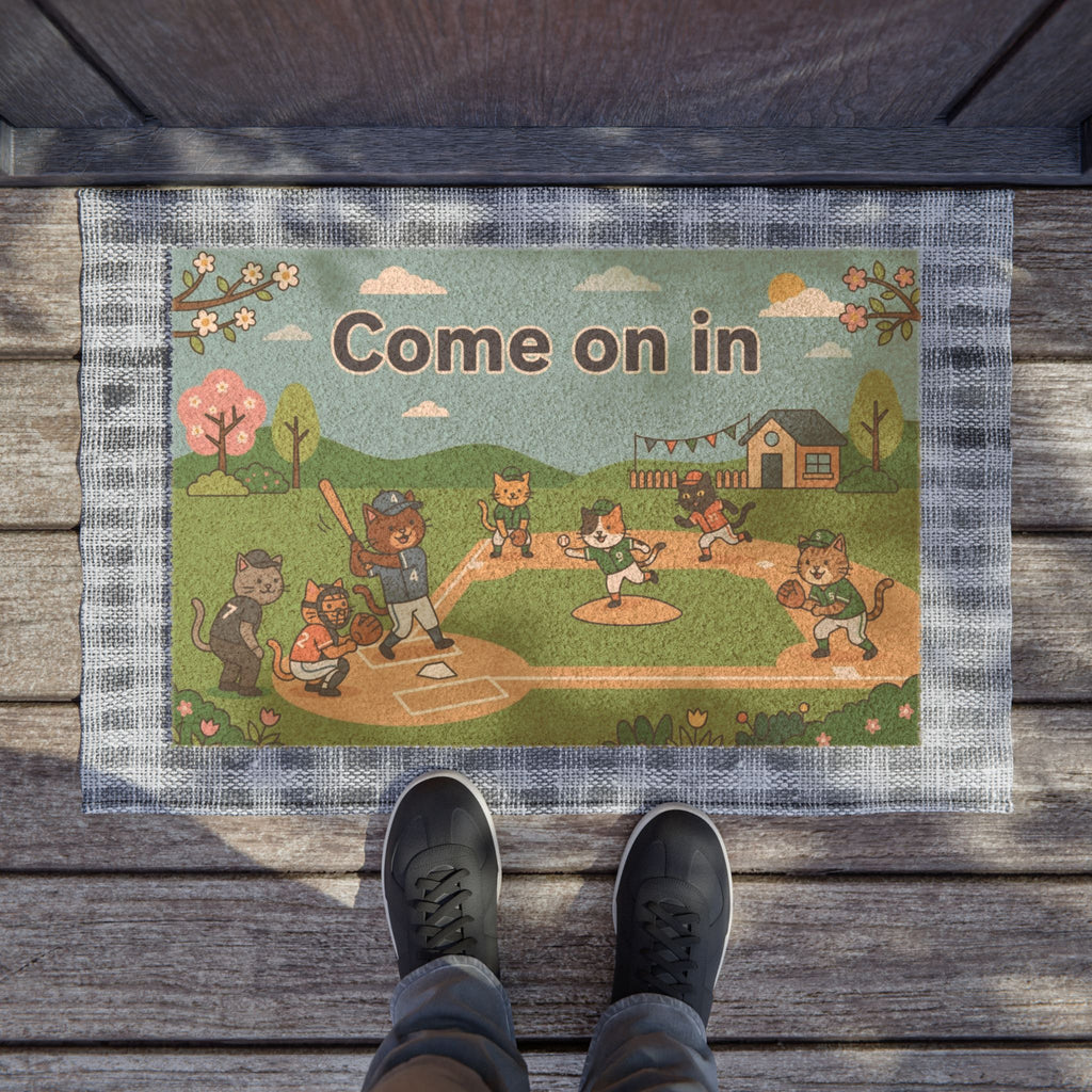 Batter Up Kittens Welcome Doormat