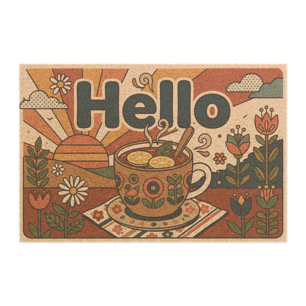 Groovy 70s Sunshine & Tea Hello Welcome Mat