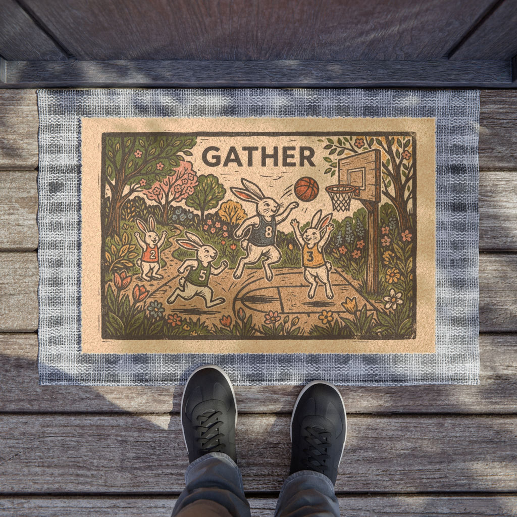 Retro Gather Spring Hoops Blockprint Art