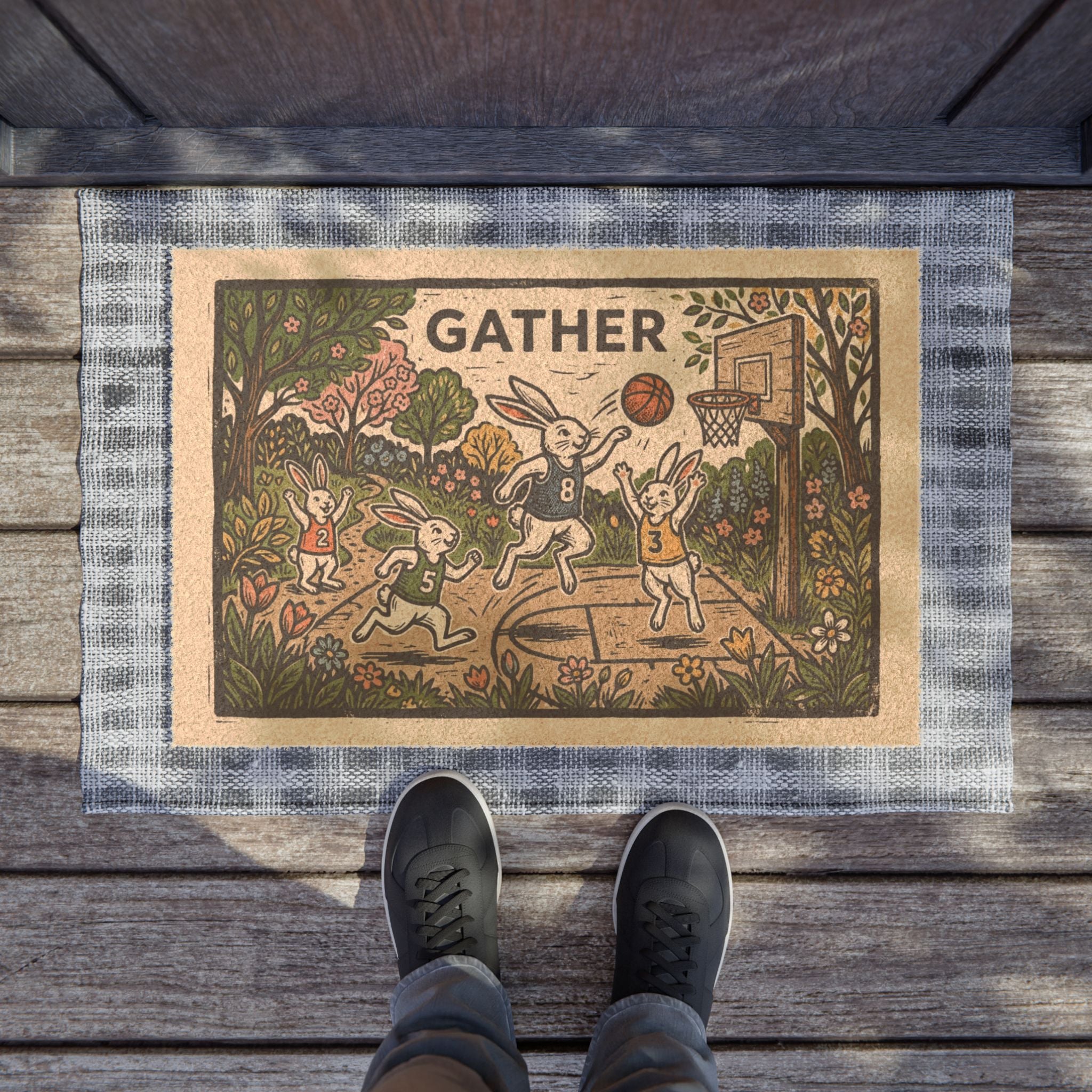 Retro Gather Spring Hoops Blockprint Art