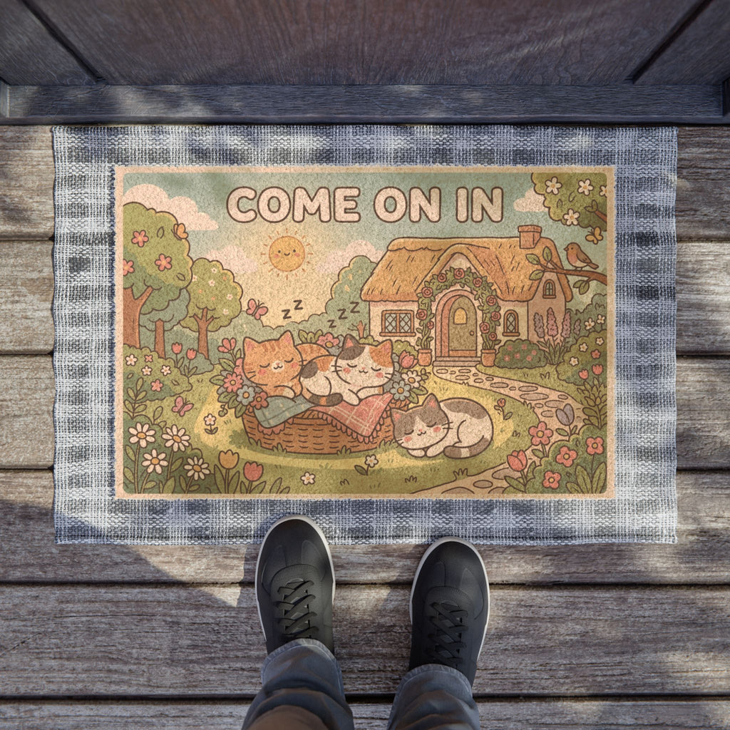 Kawaii Garden Kittens Come On In Doormat