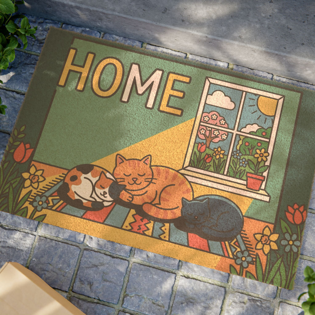 Sunlit Cozy Kitties Pop Art Welcome Mat