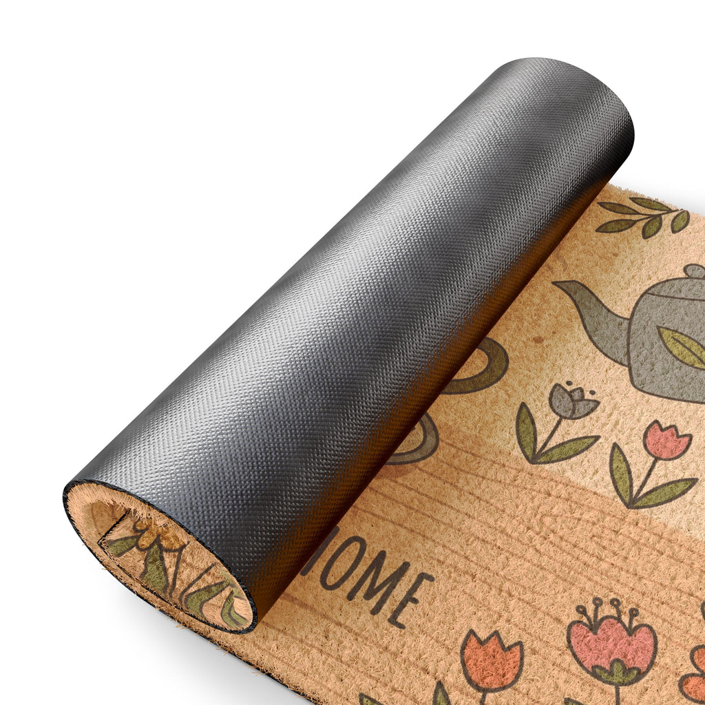 Cozy Floral Tea Time Welcome Doormat