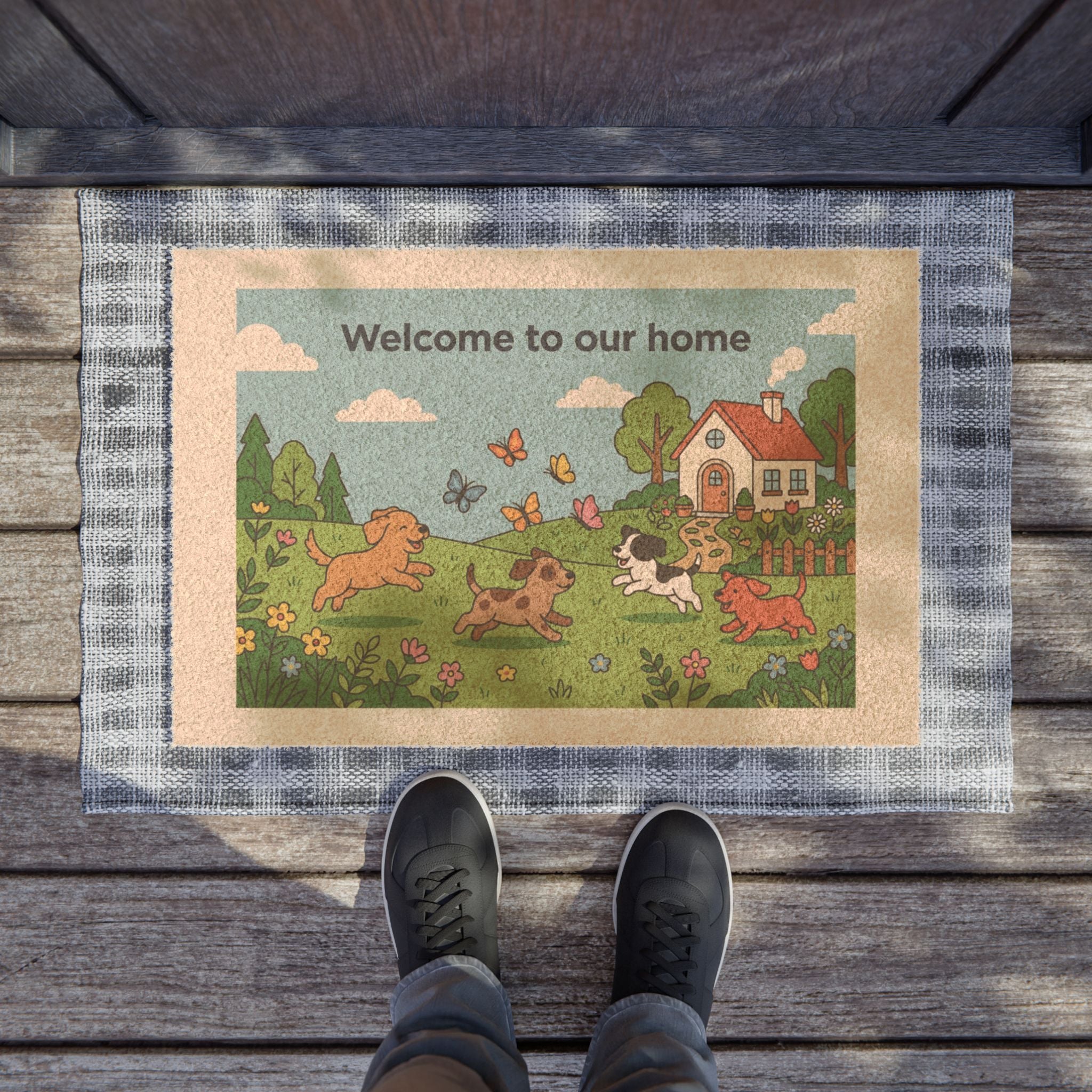 Playful Puppies Garden Welcome Doormat