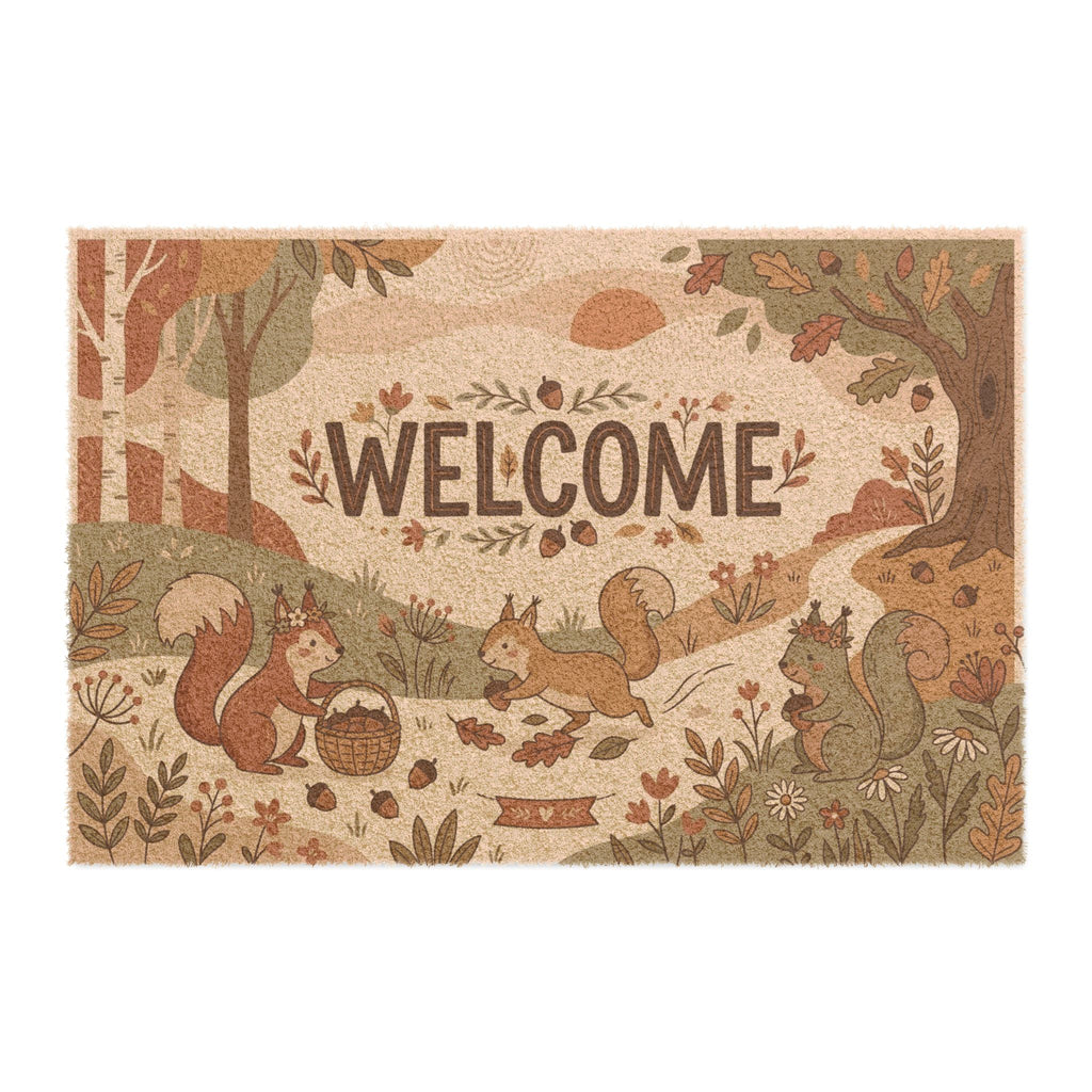 Boho Woodland Squirrels Welcome Doormat