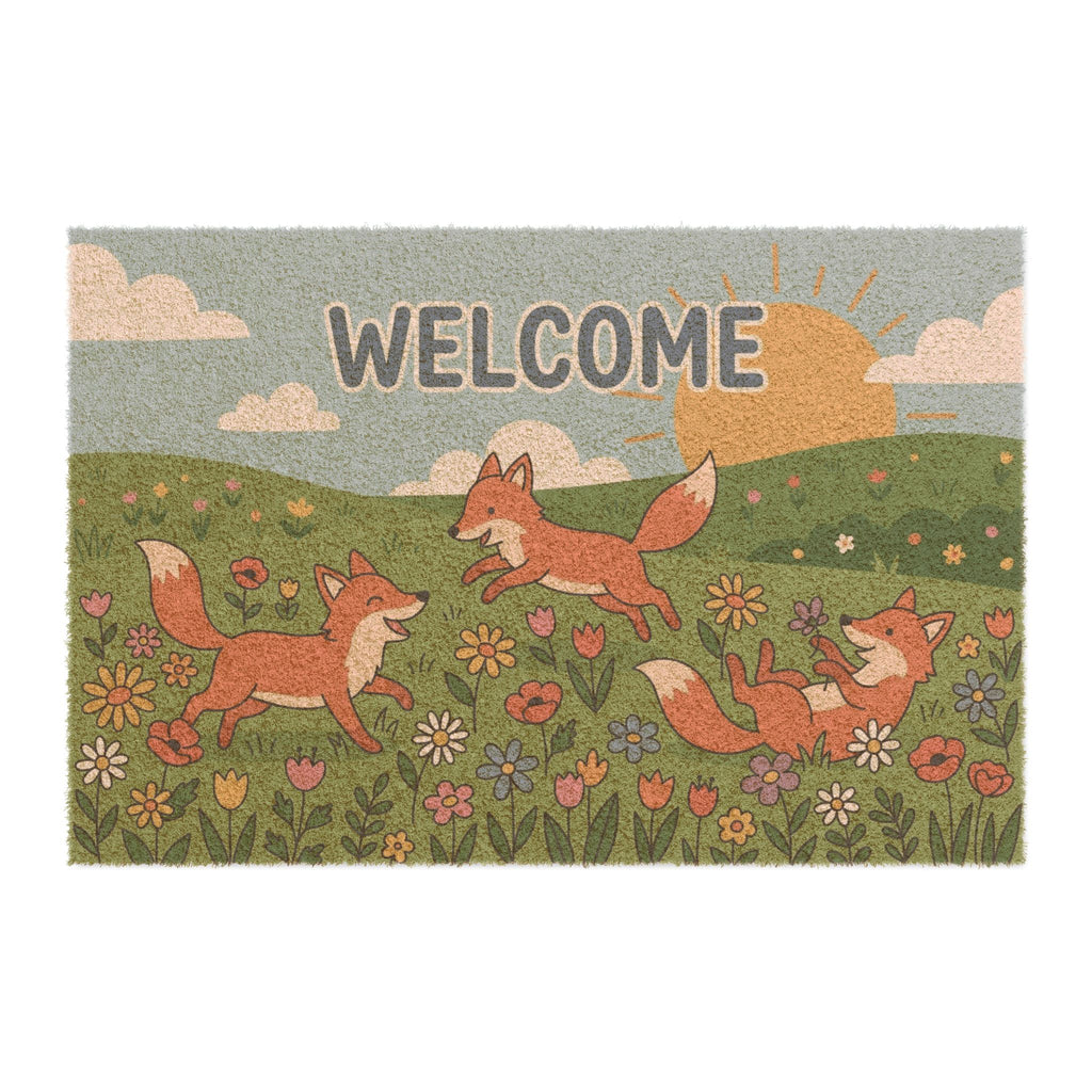 Happy Foxes Floral Meadow Welcome Doormat
