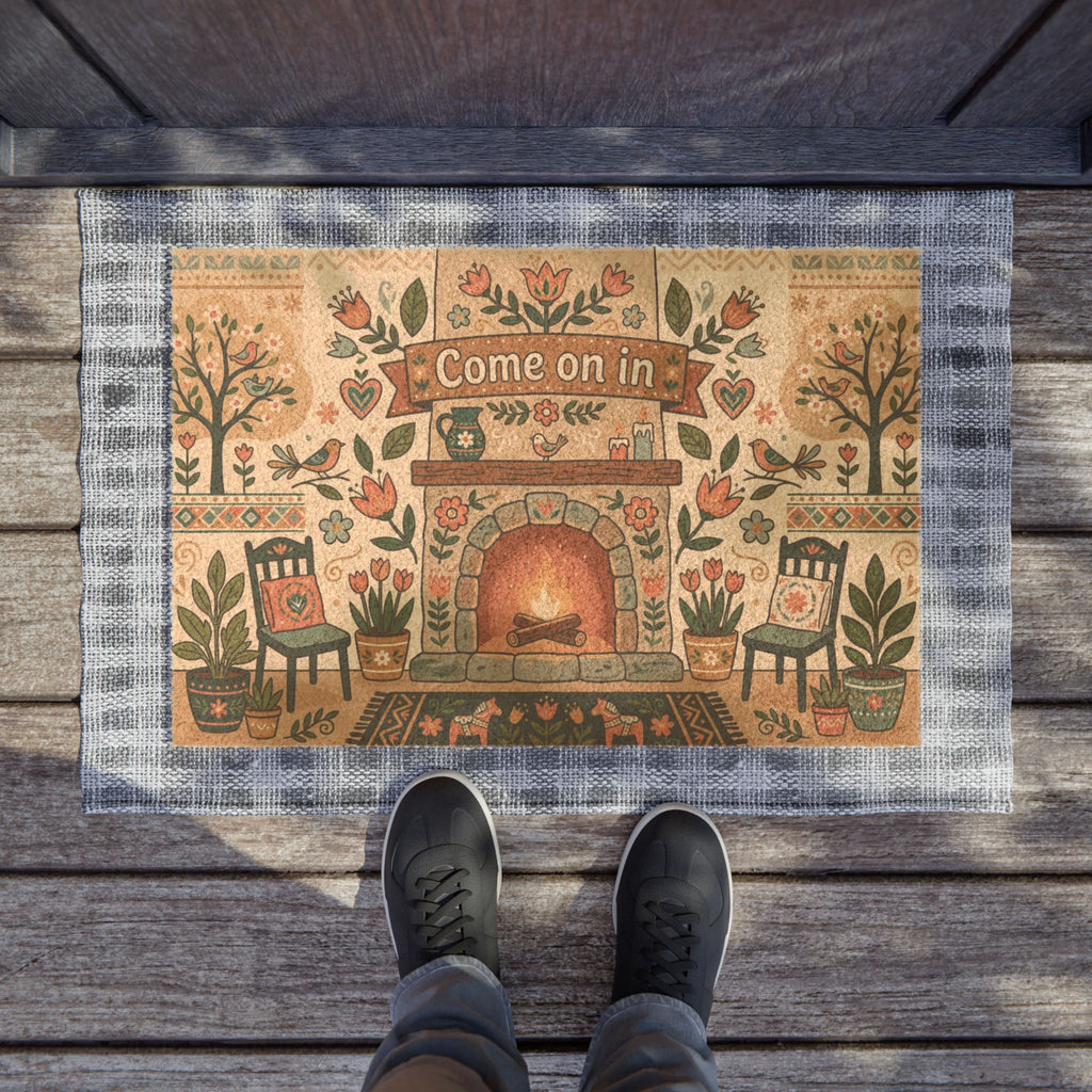Nordic Spring Hearth Folk Art Welcome Doormat