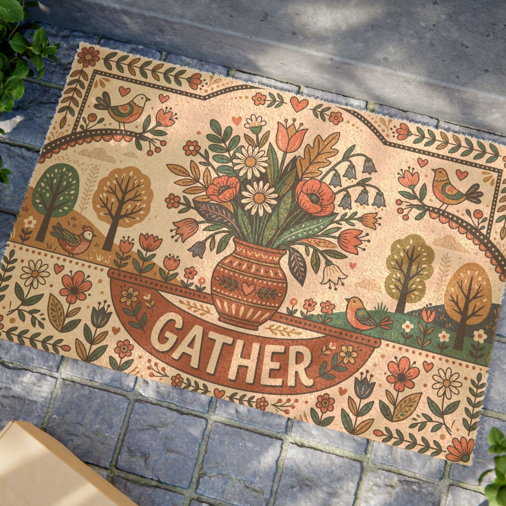 "Gather" Folk Art Spring Wildflower Decor