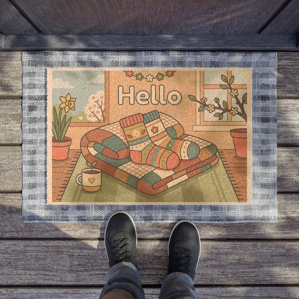 Cozy Spring Socks Welcome Mat