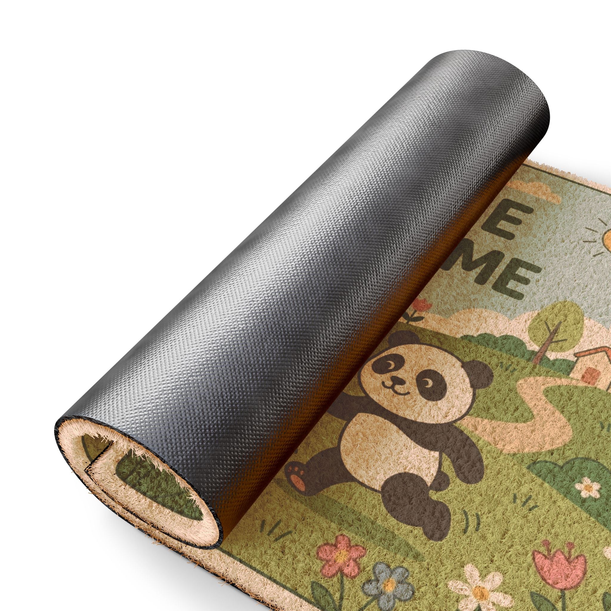 Playful Pandas Spring Soccer Welcome Mat