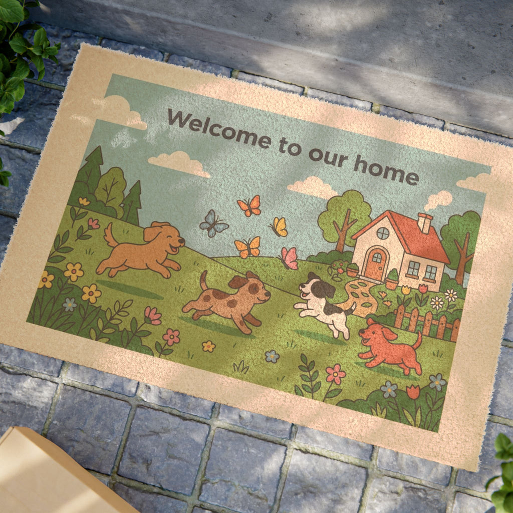 Playful Puppies Garden Welcome Doormat