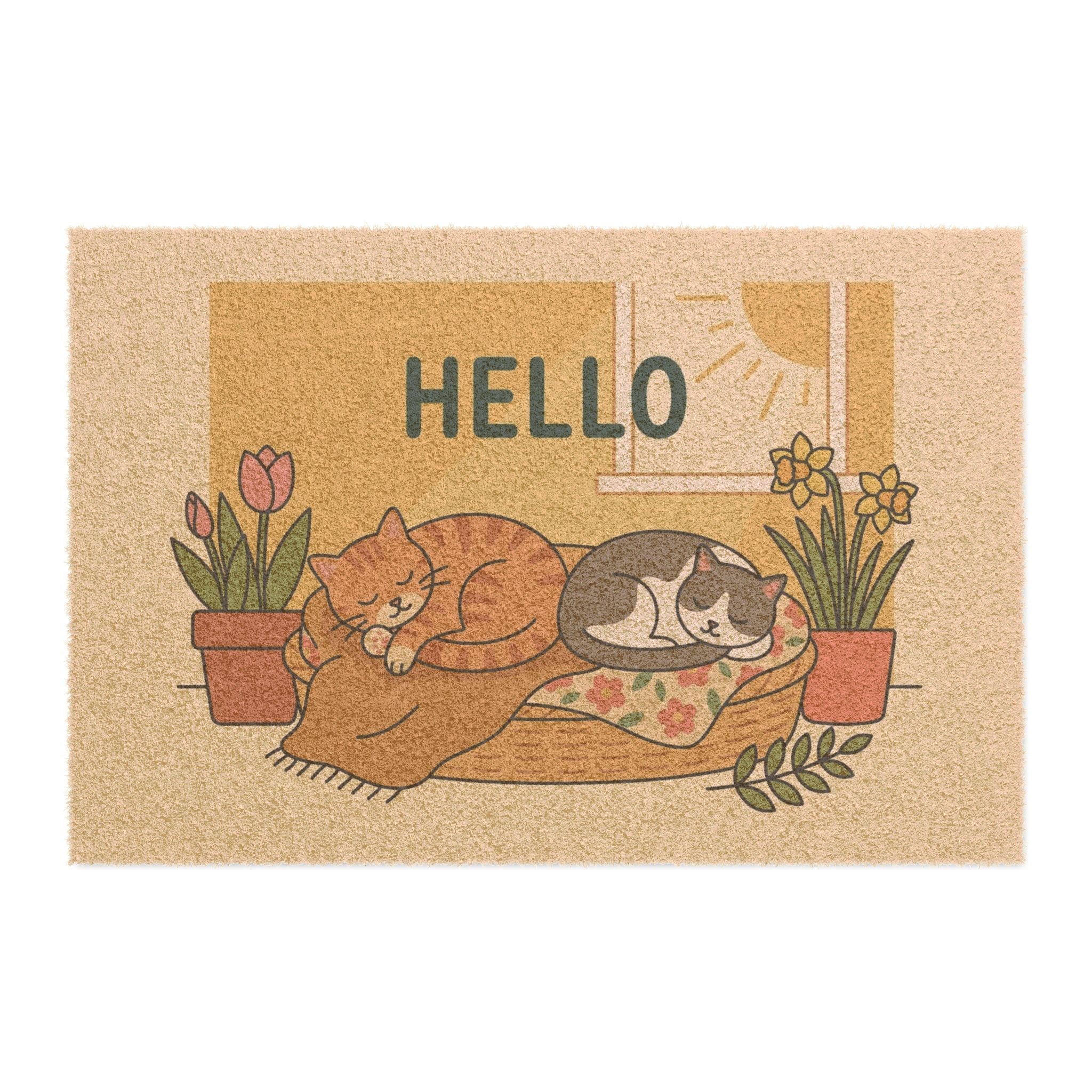 Hello Sunshine Cozy Cats Doormat