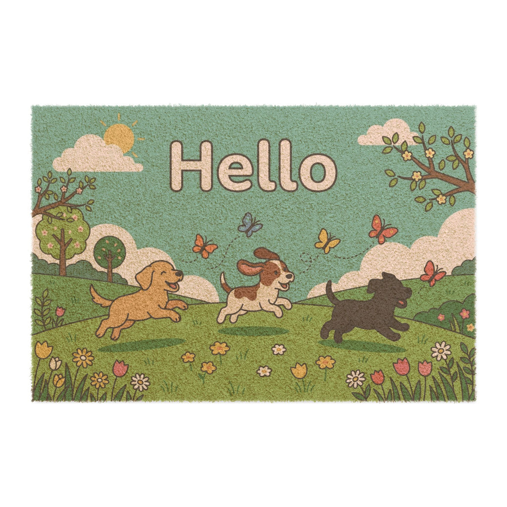 Hello Puppies Spring Welcome Mat