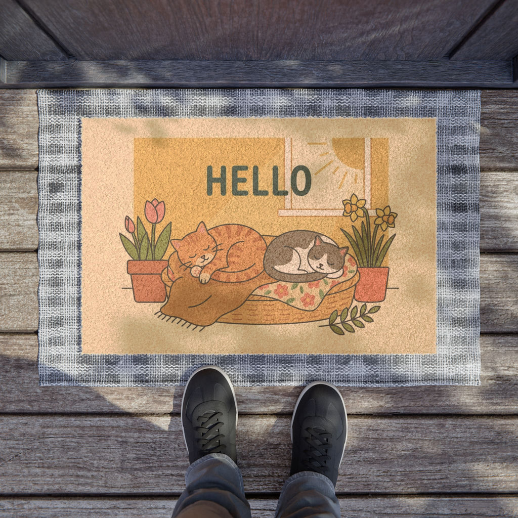 Hello Sunshine Cozy Cats Doormat