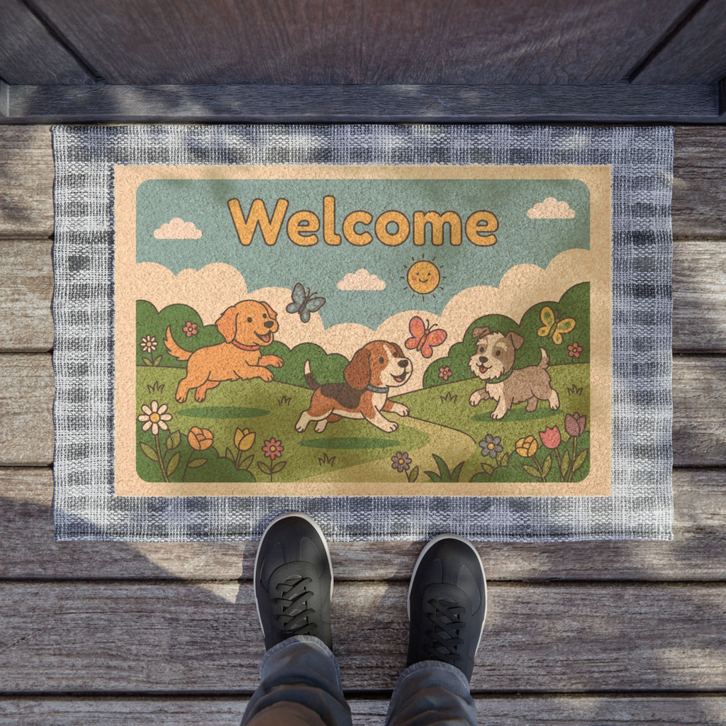 Puppy Paradise Spring Welcome Mat
