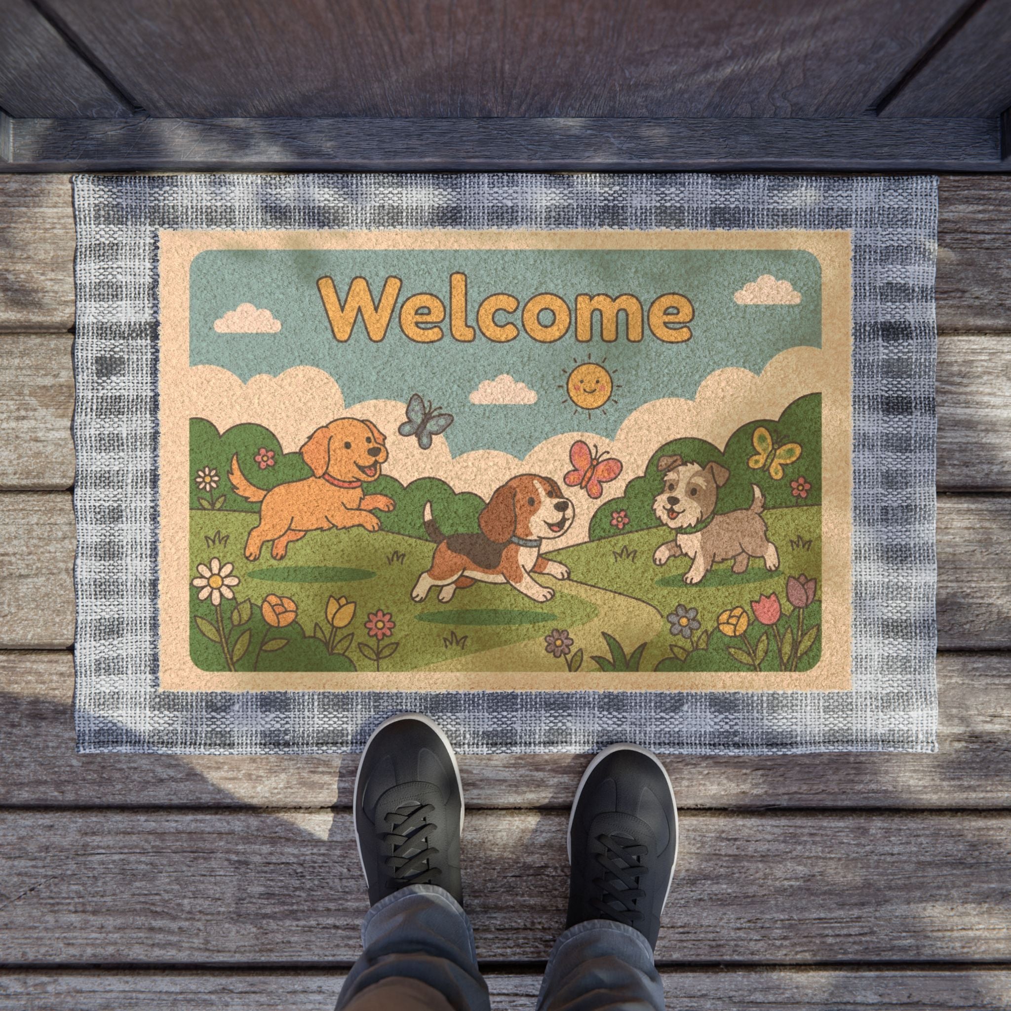 Puppy Paradise Spring Welcome Mat