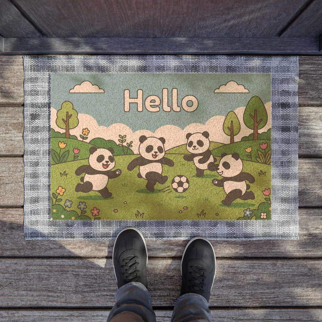 Playful Pandas Soccer Spring Doormat