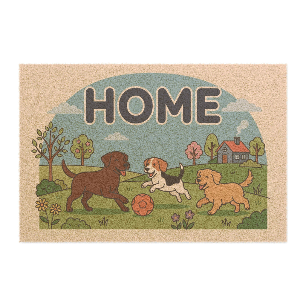 Playful Pups Springtime Home Doormat