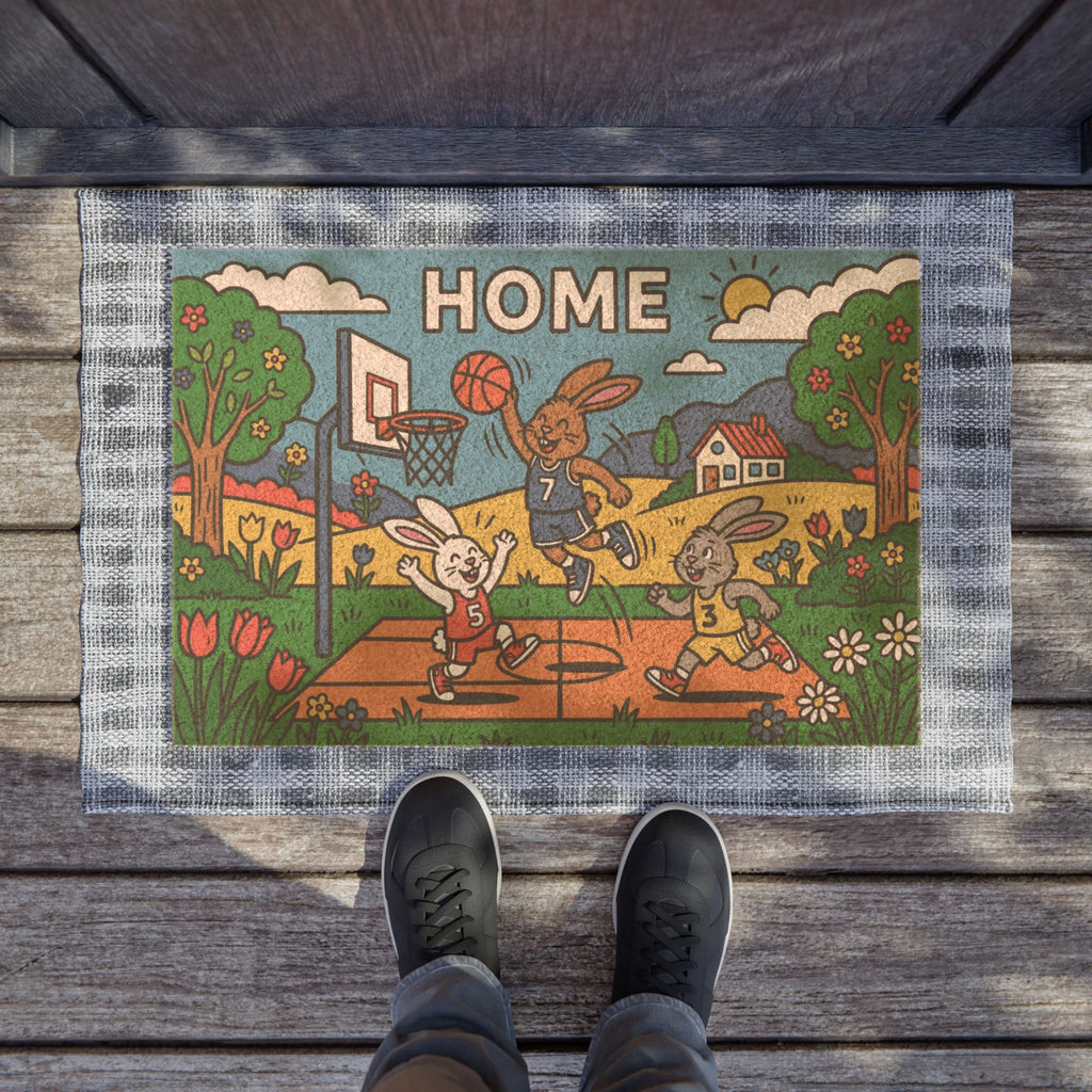 Hoppy Home Court Pop Art Bunny Basketball Mat