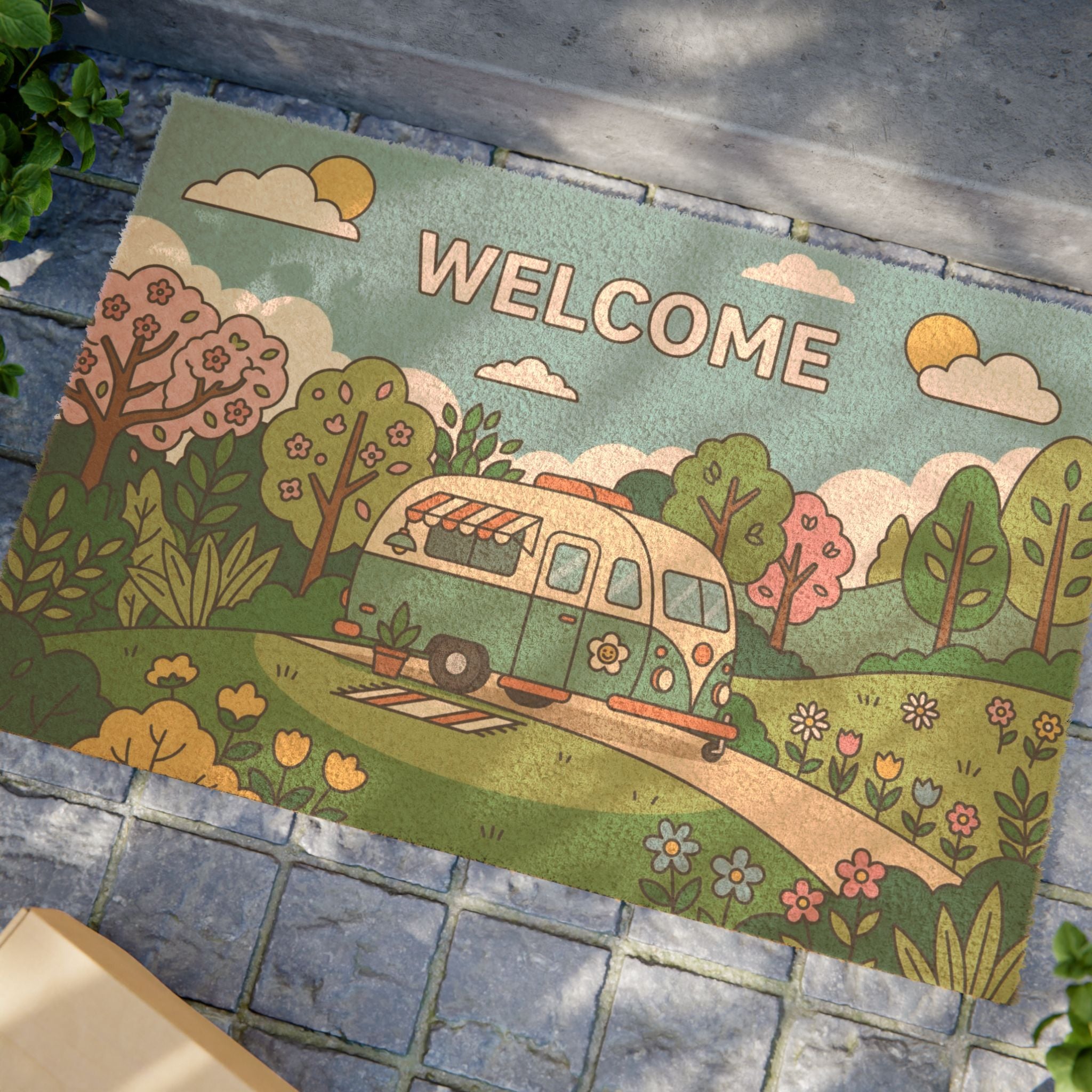 Happy Camper Spring Welcome Doormat