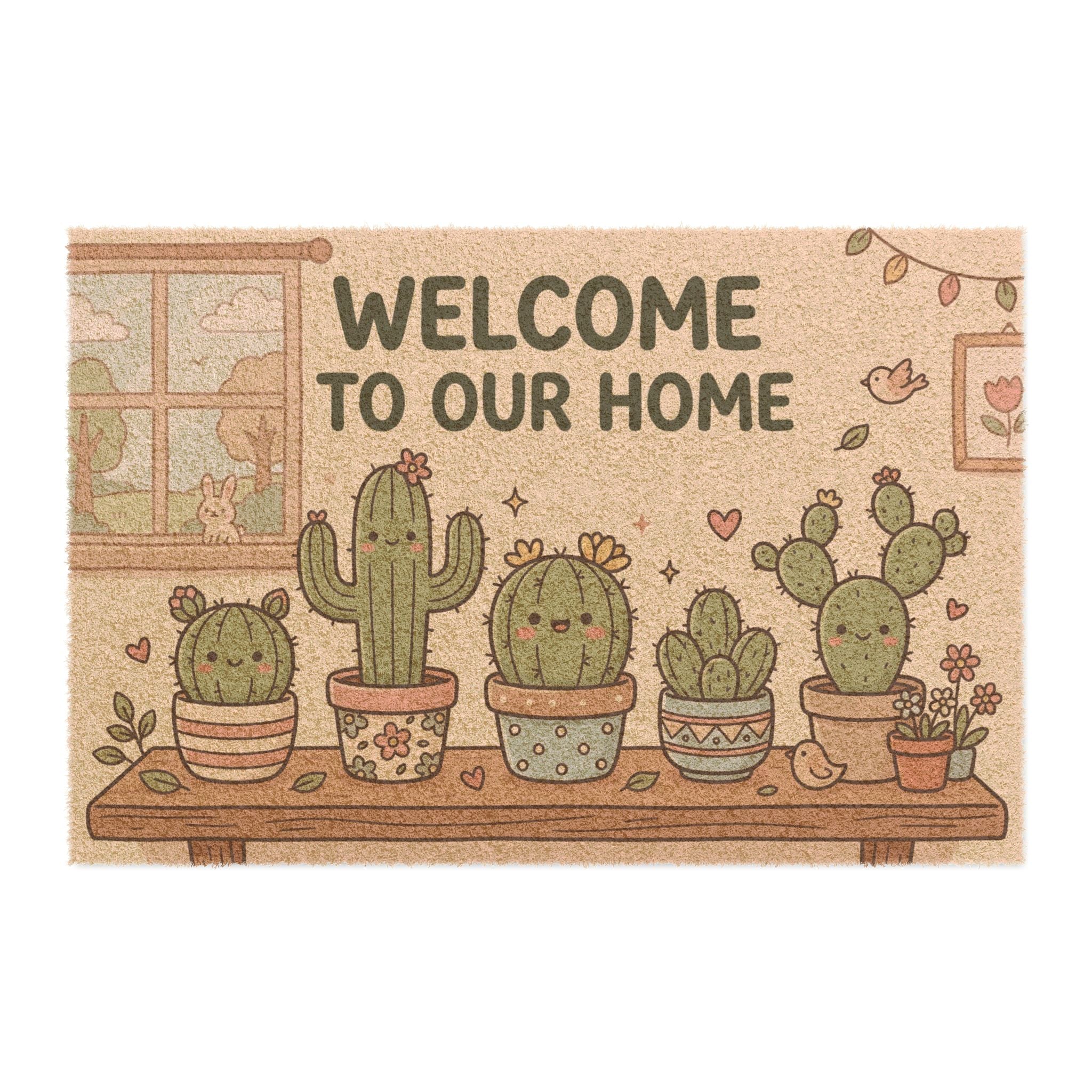 Kawaii Cactus Family Welcome Home Art