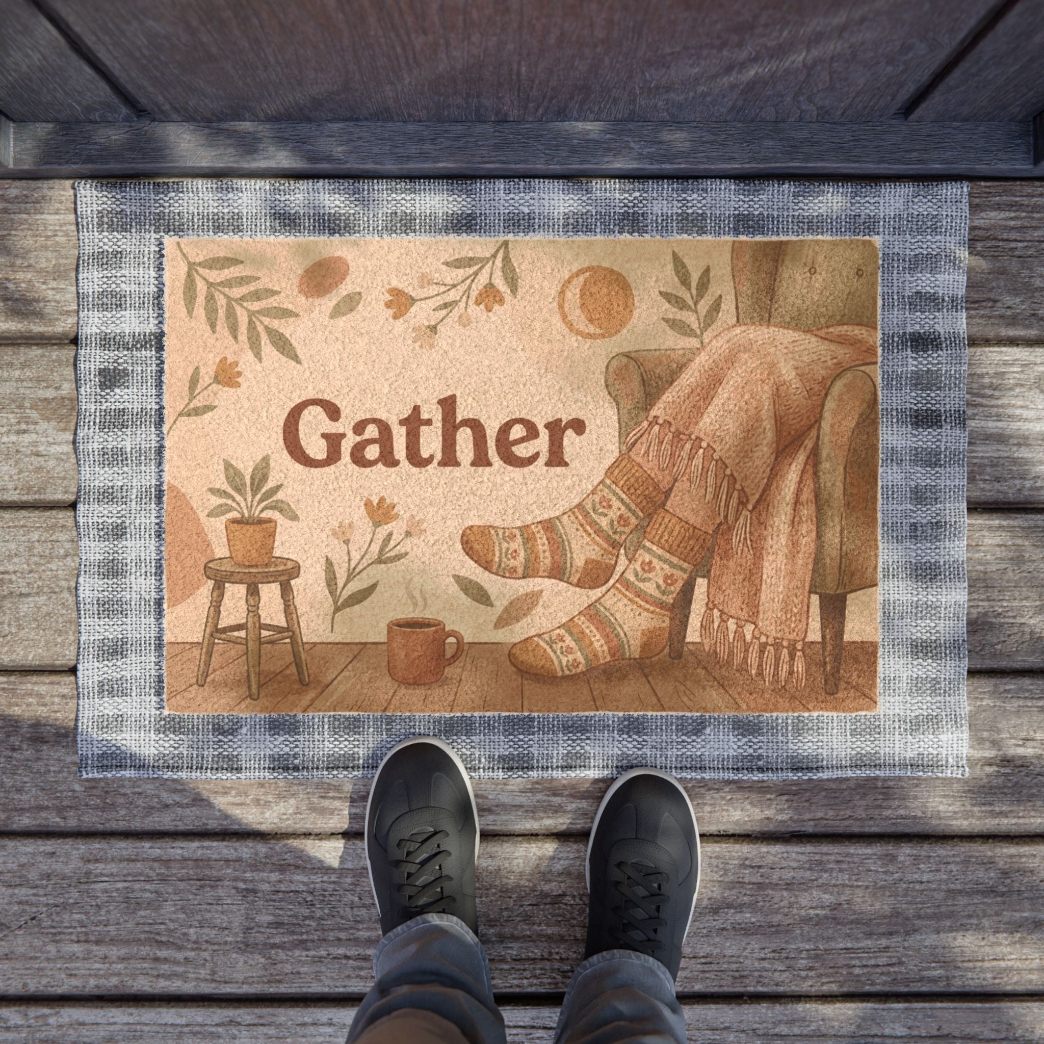 Boho Gather Cozy Socks Spring Doormat