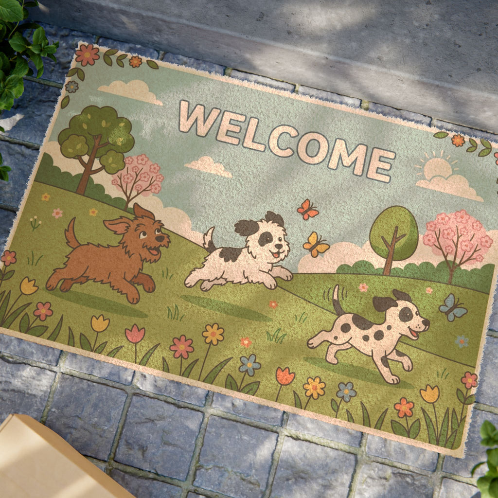 Puppy Playtime Spring Welcome Doormat