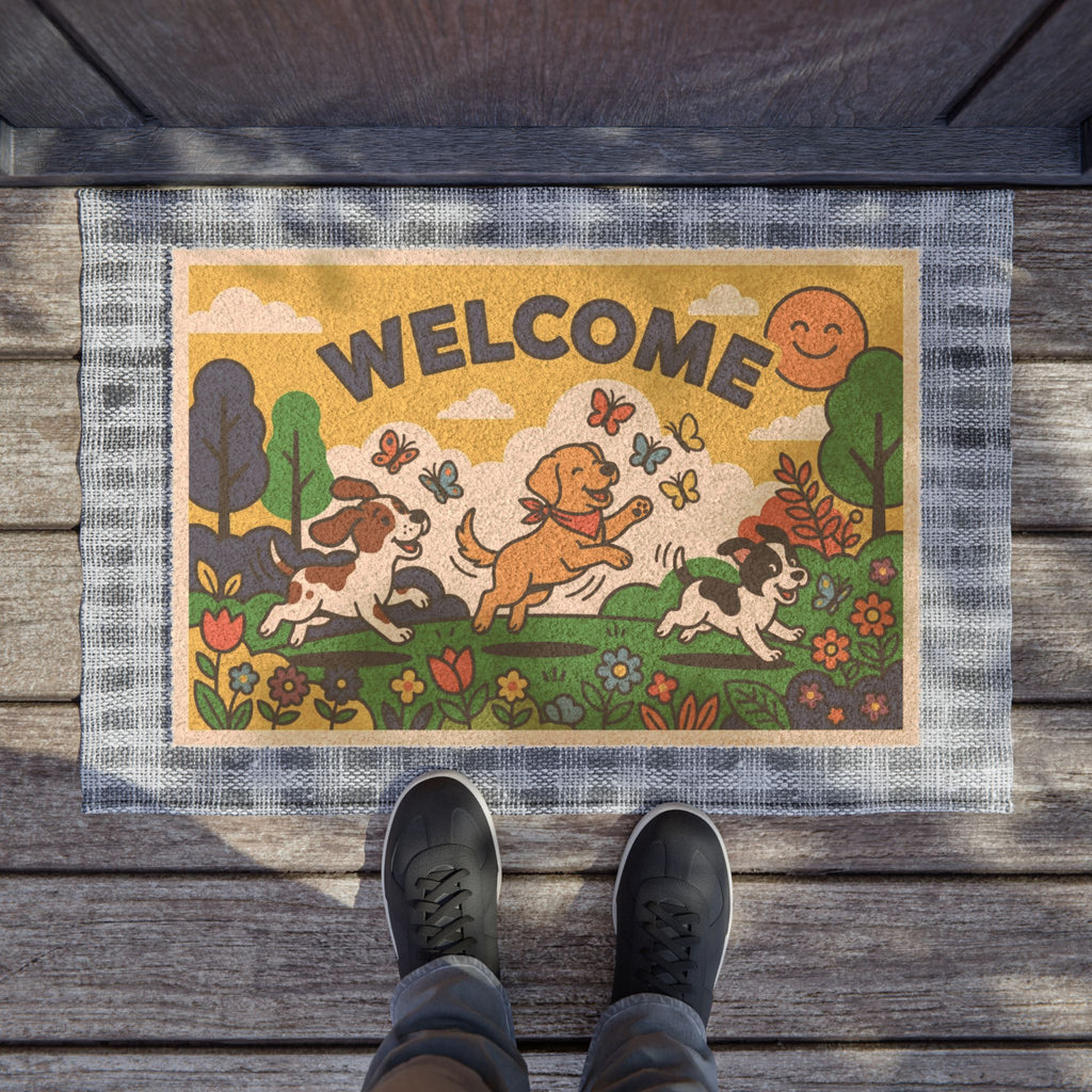 Bold Pop Art Puppy Paradise Welcome Doormat